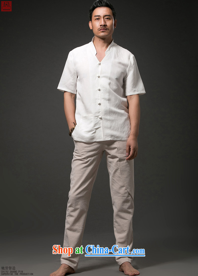 Internationally renowned Chinese clothing Chinese wind 2015 summer men's linen shirts, short-sleeved cotton shirt the casual half sleeve retro ethnic wind white 4XL pictures, price, brand platters! Elections are good character, the national distribution, so why buy now enjoy more preferential! Health