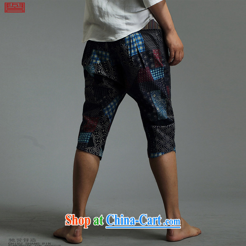 Internationally renowned Chinese clothing summer 2015 men's 7 pants linen shorts pants, trousers loose Chinese wind load of cotton and the Light Gray 2 XL, internationally renowned (chiyu), online shopping