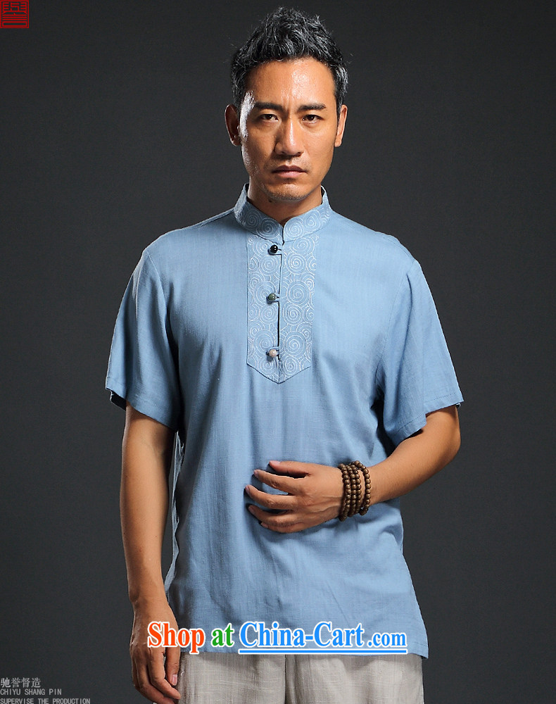 Internationally renowned Chinese clothing Chinese style summer 2015 New Men's linen short sleeved T-shirt beauty men's cotton shirt the thin white 2XL pictures, price, brand platters! Elections are good character, the national distribution, so why buy now enjoy more preferential! Health