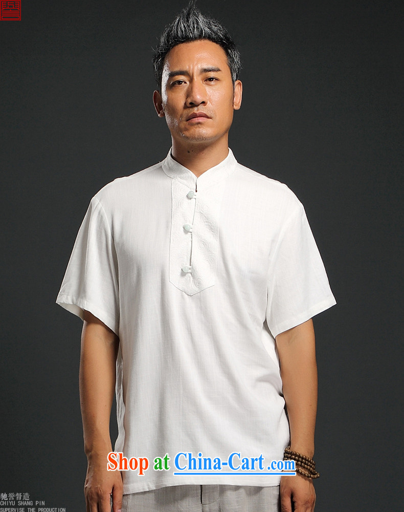 Internationally renowned Chinese clothing Chinese style summer 2015 New Men's linen short sleeved T-shirt beauty men's cotton shirt the thin white 2XL pictures, price, brand platters! Elections are good character, the national distribution, so why buy now enjoy more preferential! Health