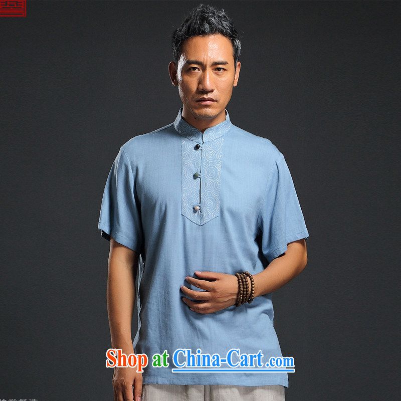 Internationally renowned Chinese clothing Chinese wind summer 2015 New Men's linen T-shirt beauty men's cotton shirt the thin white 2XL, internationally renowned (chiyu), online shopping
