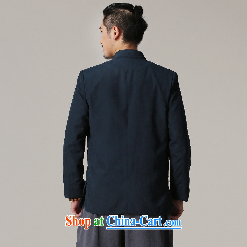 Riding a leopard, Tang jackets men's autumn 2015 new, Chinese-buckle antique Chinese Wind and national costumes dark blue XL, riding a Leopard (QIBAOLANG), shopping on the Internet