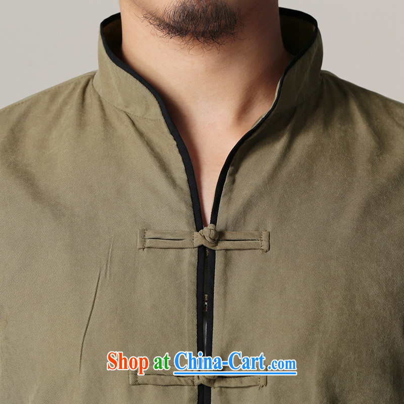 Riding a leopard, Tang jackets men's autumn New China wind men's beauty is withheld, for Chinese Zen ethnic wind smock elegant green XXXL, riding a Leopard (QIBAOLANG), shopping on the Internet