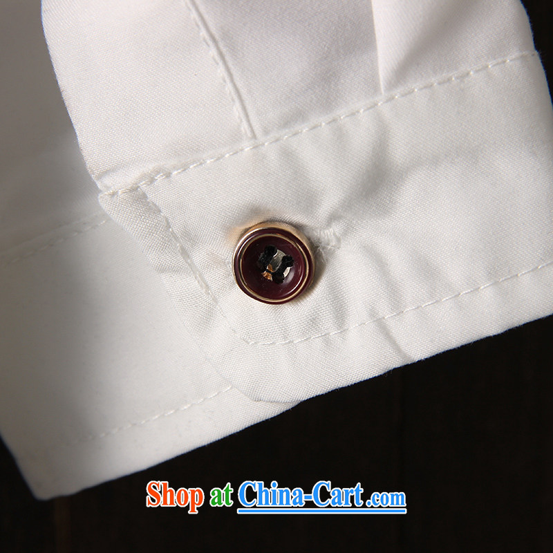 UYUK 2015 summer and autumn men's Chinese shirt China wind 7 sub-sleeved shirts, cuffs and collar shirt white M, UYUK, shopping on the Internet