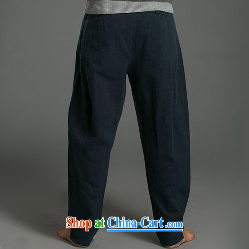 Internationally renowned Chinese wind smock Chinese Chinese male older persons in linen loose more men Han-men's Nepal clothing pants T-shirt Pants (dark blue) XXXL, internationally renowned (CHIYU), shopping on the Internet