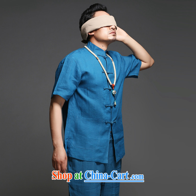 Internationally renowned Chinese clothing Chinese men's Summer Package short-sleeve cotton the Chinese improved Nepal clothing, served Chinese style linen shirt-tie national card its XL, internationally renowned (chiyu), online shopping