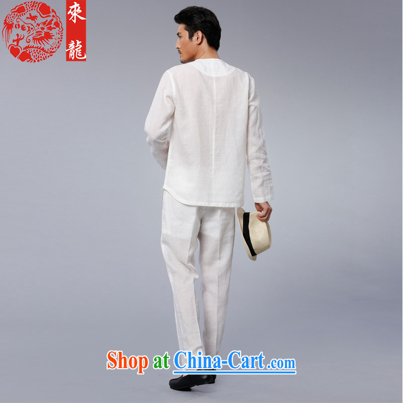 To Kowloon Chinese autumn 2015 New China wind Man Kung Fu ramie package 15,556 white white 44 to Kowloon, shopping on the Internet