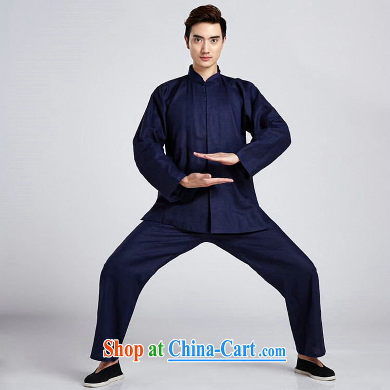 Dan smoking flax men Chinese package China wind shirt, for Chinese Antique Han-smock Tai Chi uniforms kung fu T-shirt - 5 3 XL