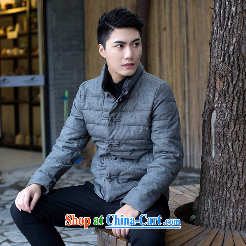Find Sophie men Tang is a solid color, manually for the snap-china wind and feather cotton suit cultivating jacket folder category fall and winter gray XL, flexible employment, and shopping on the Internet