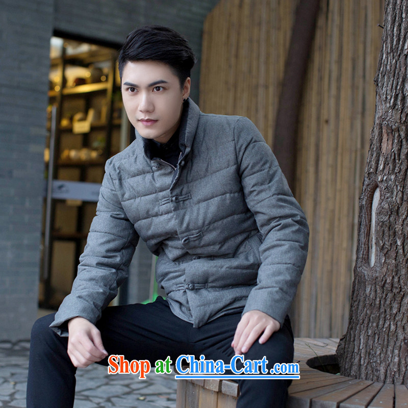 Find Sophie men Tang is a solid color, manually for the snap-china wind and feather cotton suit cultivating jacket folder category fall and winter gray XL, flexible employment, and shopping on the Internet