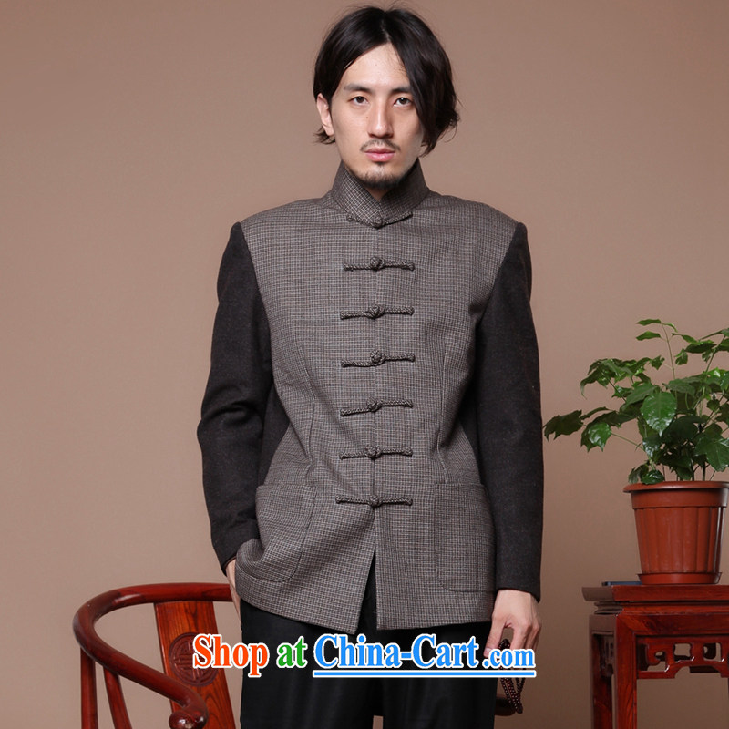 spend the winter in the elderly for the buckle wool is improved men's jackets Chinese Antique spell color Tang Jacket Picture Color 2 XL