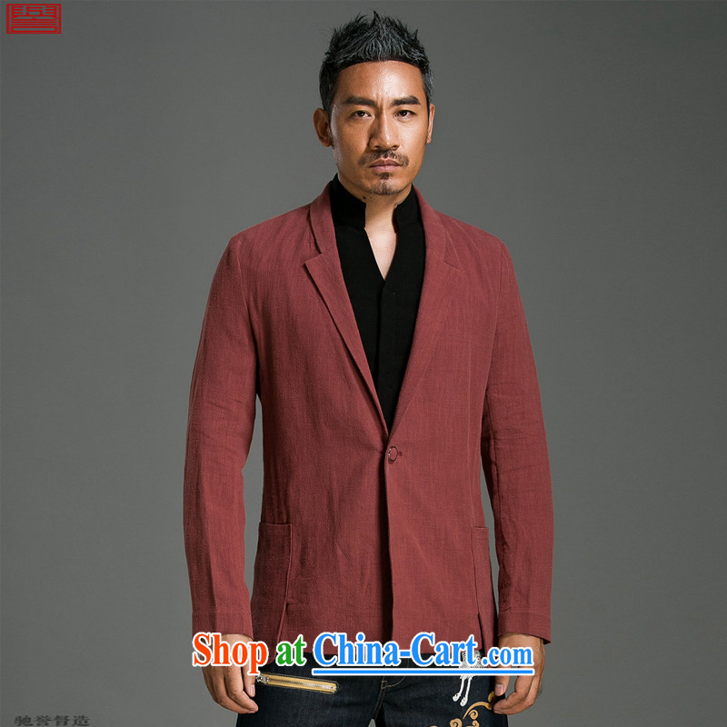Internationally renowned Chinese clothing original Chinese wind men wore cotton cultivating the Chinese men's leisure Solid Color suits spring and fall jacket men and 57 wine red 2 XL, internationally renowned (chiyu), online shopping