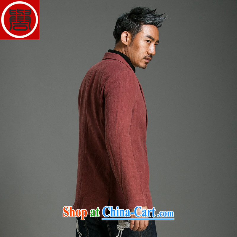 Internationally renowned Chinese clothing original Chinese wind men wore cotton cultivating the Chinese men's leisure Solid Color suits spring and fall jacket men and 57 wine red 2 XL, internationally renowned (chiyu), online shopping