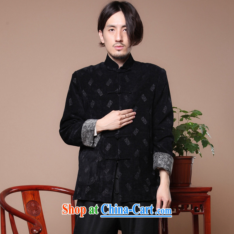 Take the older men antique Chinese long-sleeved Tang is improved, for the charge-back letters so gross jacket winter coat black XL, figure, and, on-line shopping
