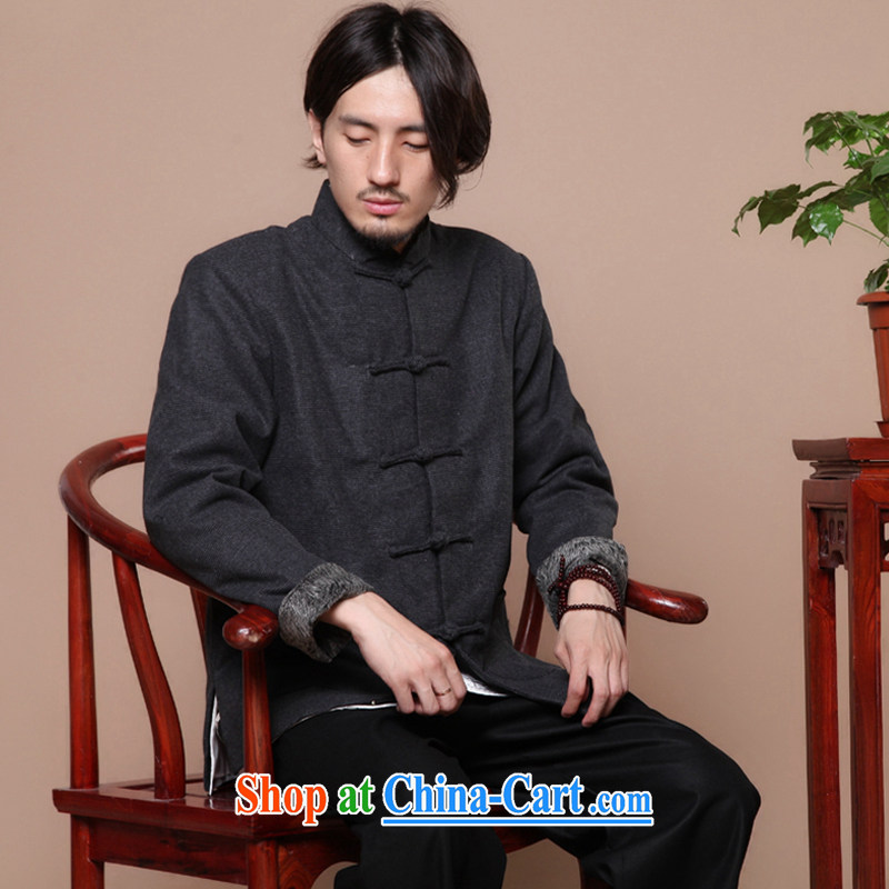 Bin Laden smoke-free fall and winter Chinese Antique men's Chinese elderly in the collar-tie Korean version suits wool smock jacket? gray 2 XL, Bin Laden smoke, shopping on the Internet