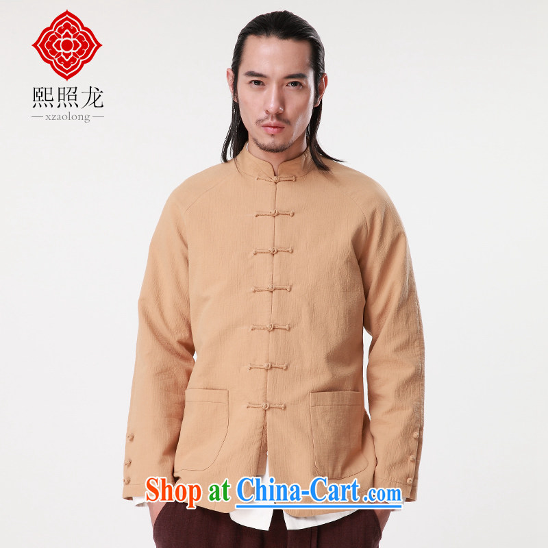 Mr Chau Tak-hay, snapshot 2015 autumn and winter New Tang jackets men, for casual shirt China craze licensing improved Tang with yellow colored XL, Hee-snapshot lung (XZAOLONG), online shopping