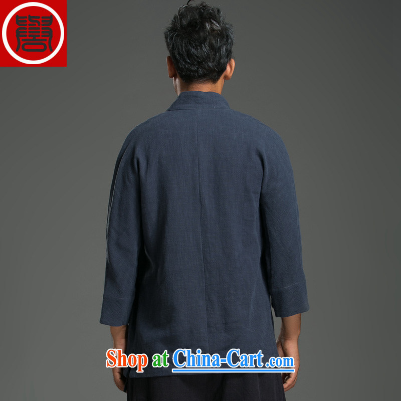 Internationally renowned Chinese clothing Chinese wind spring and summer men's cotton the Tang 7 sub-cuff improved Han-Nepal spiritual loose the tight T-shirt 9157 dark blue, code, and internationally renowned (chiyu), online shopping