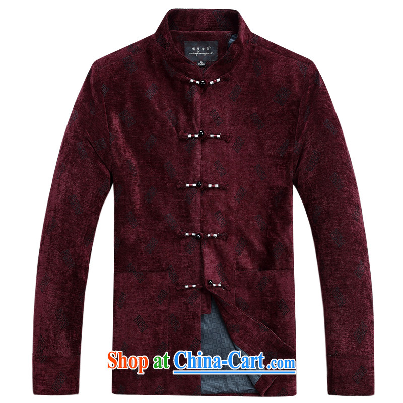 Ming emperor, genuine men's Chinese 2015 autumn and winter New Tang jackets classic retro-tie Chinese democracy in the elderly father with his grandfather with a gift red 190_XXXL