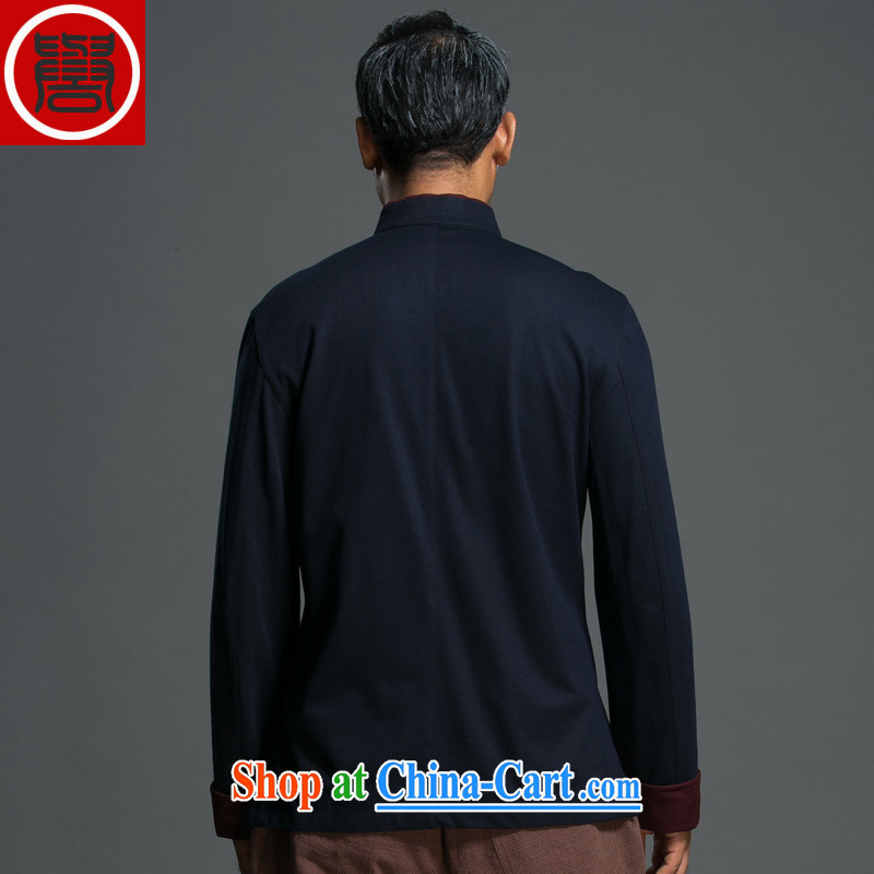 Internationally renowned Chinese clothing Chinese wind men and loose spring long-sleeved Chinese men's Chinese, for national-tie jacket improved Han-blue 9165 3 XL, internationally renowned (chiyu), online shopping
