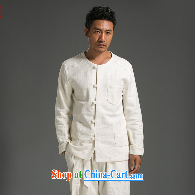 Internationally renowned Chinese clothing Chinese wind fall and winter Chinese men and set long-sleeved Chinese cotton the round-collar-tie cynosure serving the Kung Fu T-shirt solid color maroon 3XL, internationally renowned (chiyu), and, on-line shoppin