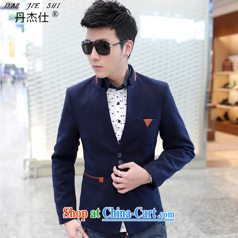 Dan Jie Shi men's casual jacket thin spring loaded Small suit smock collar, jacket dark blue XXXL