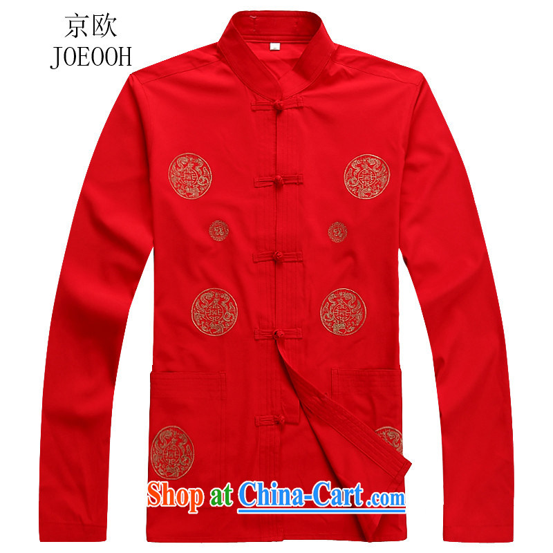Putin's European autumn and the Chinese men's long-sleeved Tang replace Ethnic Wind-snap Tang on T-shirt red XXXL, Beijing (JOE OOH), online shopping