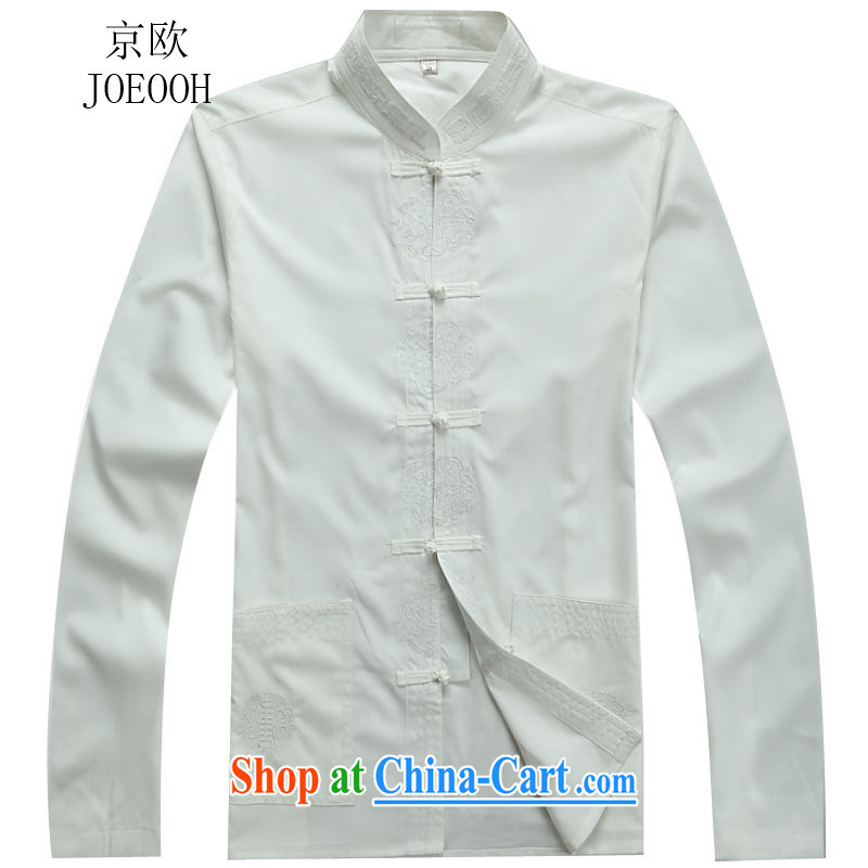 Europe's new Chinese men and set long-sleeved Chinese Cheongsams father loaded kung fu T-shirt spring white package XXXL, Beijing (JOE OOH), shopping on the Internet