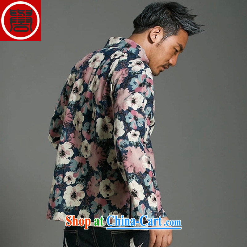 Internationally renowned Chinese wind stamp Chinese men and beauty Long-Sleeve the withholding Chinese improved spring denim jacket stamp color XXXL, internationally renowned (CHIYU), shopping on the Internet