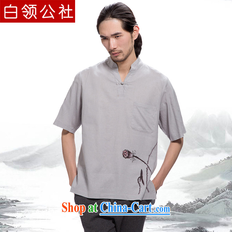 White-collar Corporation of classical Chinese style cotton the Chinese Chinese short-sleeved Ethnic Wind leisure T-shirt replica for improved Han-light gray 48, white-collar Corporation, shopping on the Internet