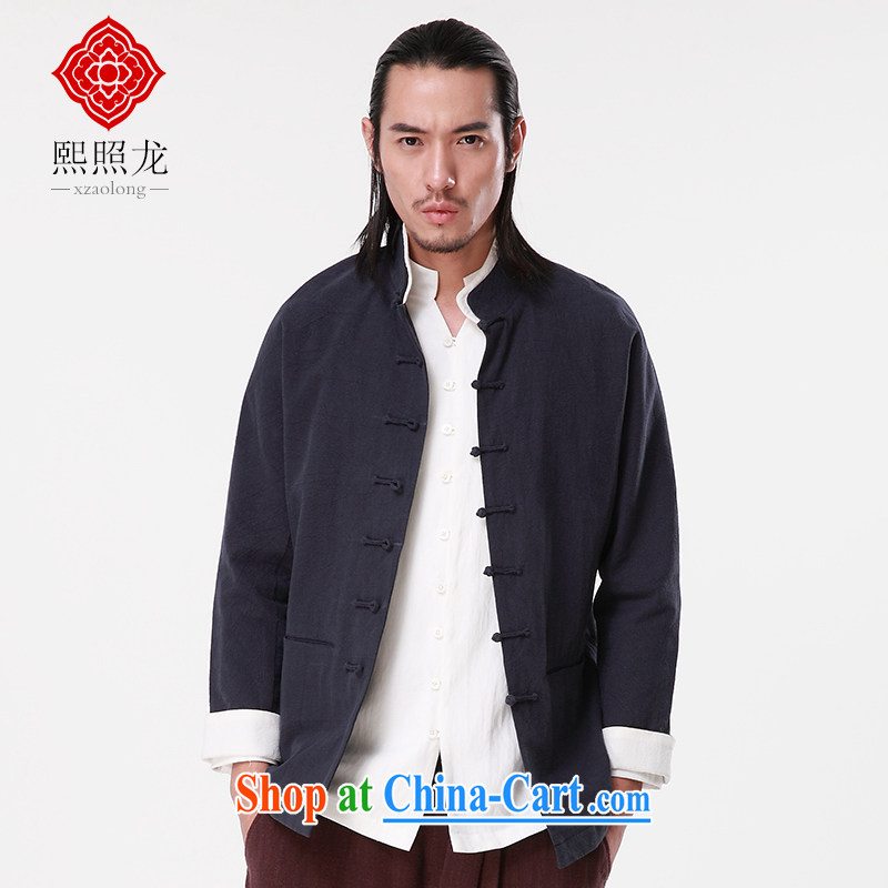 Mr Chau Tak-hay, snapshot 2015 autumn and winter, the Yau Ma Tei Cotton Men Tang jackets long-sleeved double for Chinese-buckle sleeve T-shirt dark gray XL, Hee-snapshot lung (XZAOLONG), online shopping
