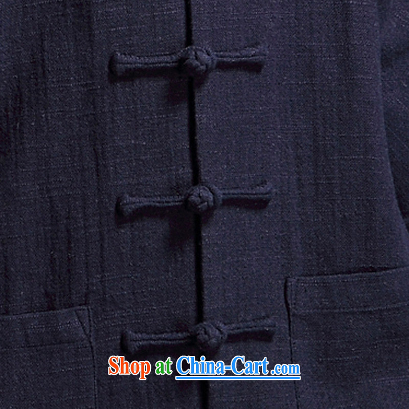 Internationally renowned autumn Tang with long-sleeved men's disc for Han-Chinese wind linen men's leisure loose cotton the shirt and dark blue 4 XL, internationally renowned (CHIYU), and, on-line shopping