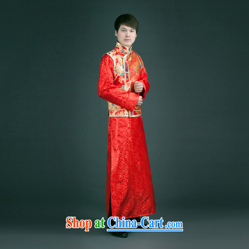 2015 fall and winter Chinese wedding dress the bride with retro dress-su Wo service Phoenix Summer of upscale men's costumes smock red Chinese L, time, and shopping on the Internet