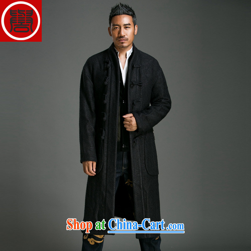 Internationally renowned Chinese clothing fall/winter men's casual half-high collar coat single-focus on China's new wave length of wool, so wind jacket 71 black 3 XL, internationally renowned (chiyu), online shopping