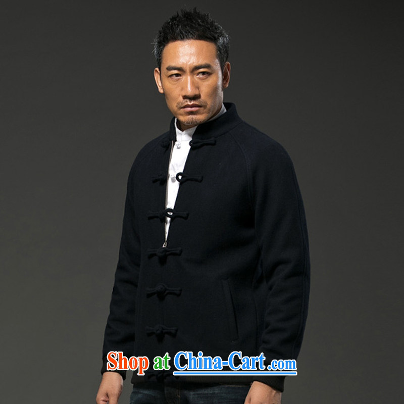 Internationally renowned Chinese clothing gross jacket? The short for the autumn and winter China wind hair coat is thick and the buckle Tang with improved black 3 XL, internationally renowned (chiyu), online shopping