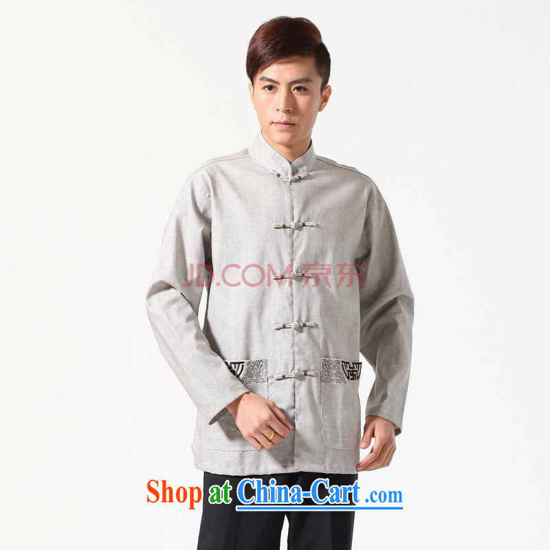 Joseph's cotton long-sleeved Tang with Chinese improved smock the code and replace the collar embroidered cotton the Chinese shirt - A gray XXXL, cotton, Joseph, and shopping on the Internet