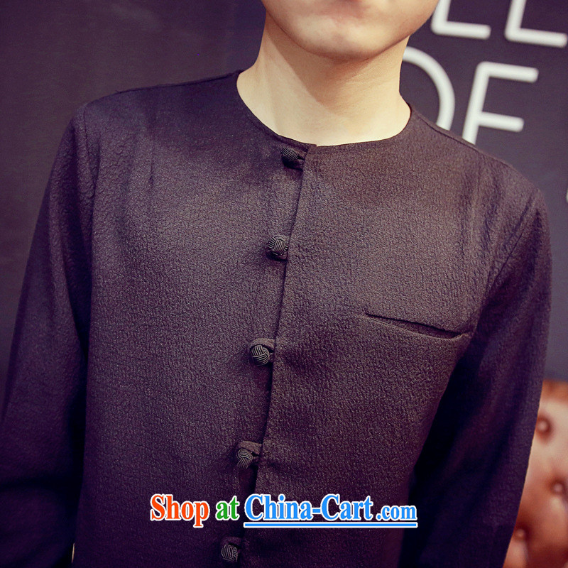 Dan Jie Shi 2015 New Men's leisure cultivating long-sleeved China wind retro trend shirt cynosure casual shirt hidden cyan XXXL, Dan Jie Shi (DAN JIE SHI), online shopping