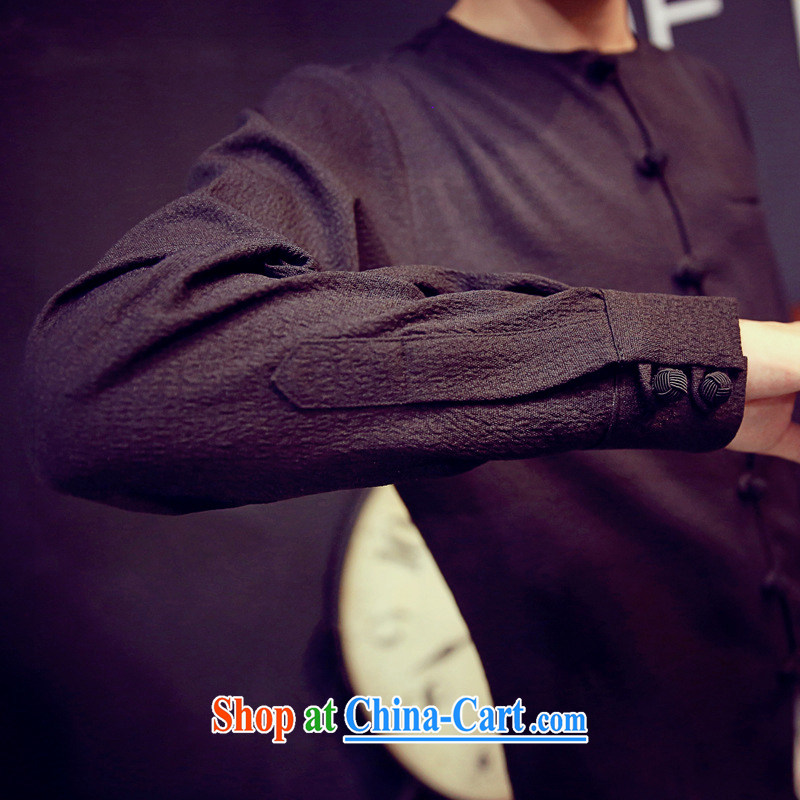 Dan Jie Shi 2015 New Men's leisure cultivating long-sleeved China wind retro trend shirt cynosure casual shirt hidden cyan XXXL, Dan Jie Shi (DAN JIE SHI), online shopping
