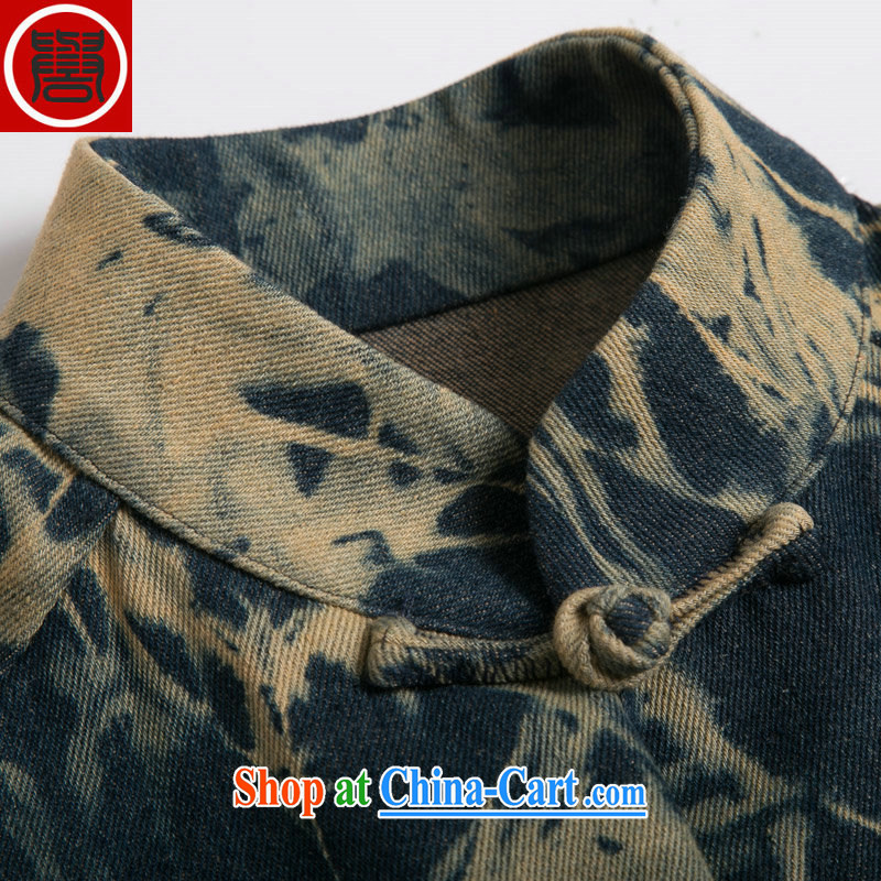 Internationally renowned Chinese wind fall and winter Chinese men and Han-men denim shirt jacket and smock for national dress jacket and light colored XXXL, internationally renowned (CHIYU), online shopping