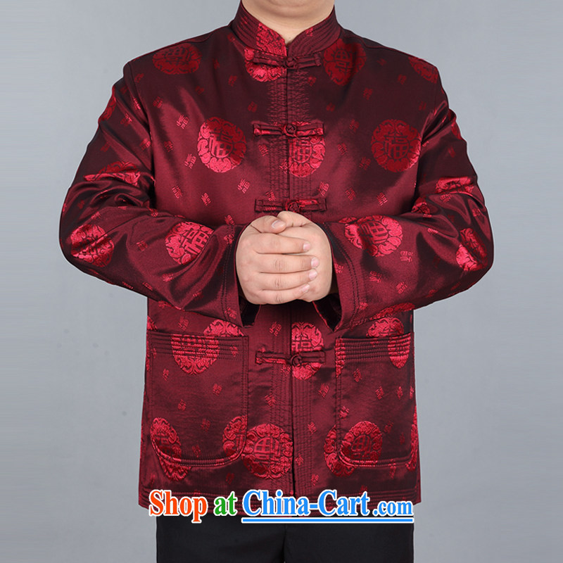 The British, Mr Rafael Hui, autumn and replacing older people in Chinese men's long-sleeved birthday life Chinese Dress elderly thin coat deep red T-shirt 190 _ 104 A