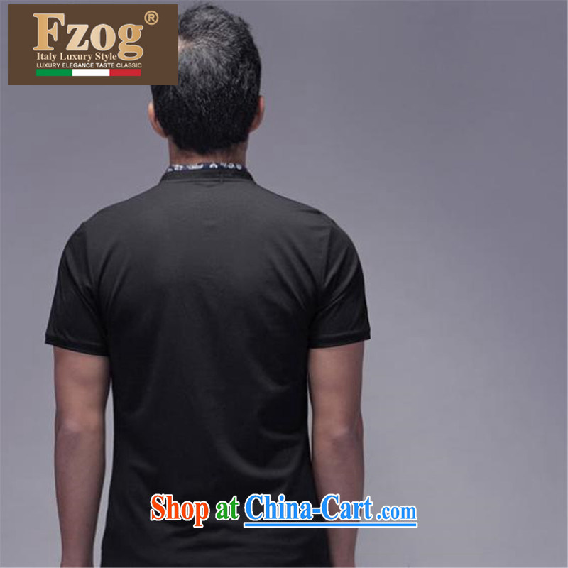 FZOG counters, genuine new men's stylish casual men's Youth cultivating short-sleeved Tang with 100 ground and comfortable black XXXXL, FZOG, shopping on the Internet