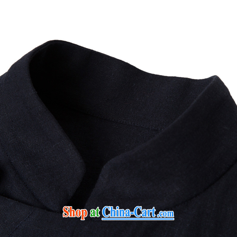 Internationally renowned Chinese clothing Tang with long-sleeved improved Han-cynosure practice serving loose the tight T-shirt men's China wind cotton the tea service deep blue XXXL, internationally renowned (chiyu), online shopping
