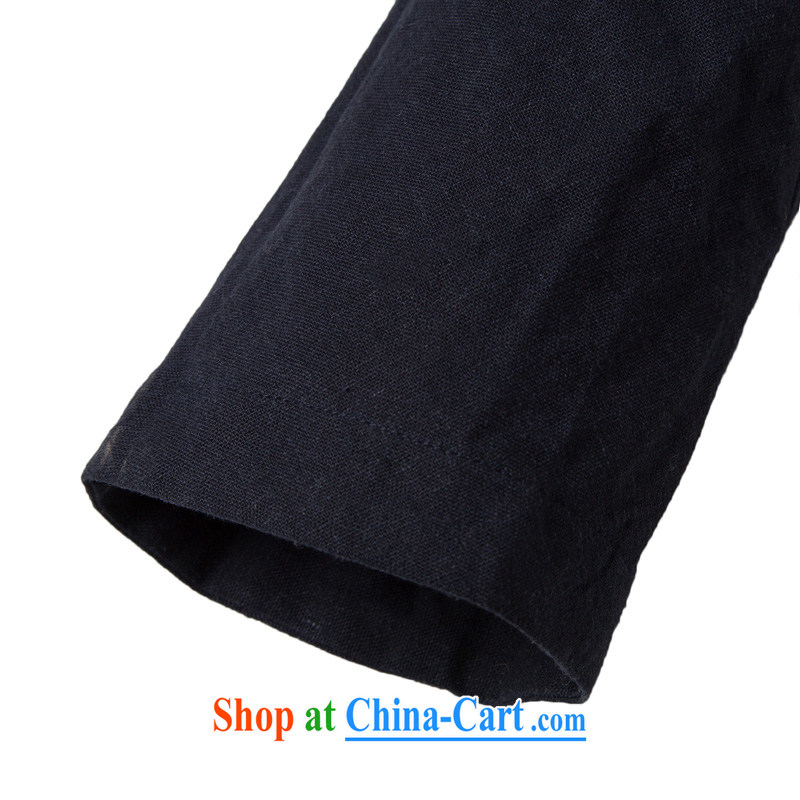 Internationally renowned Chinese clothing Tang with long-sleeved improved Han-cynosure practice serving loose the tight T-shirt men's China wind cotton the tea service deep blue XXXL, internationally renowned (chiyu), online shopping