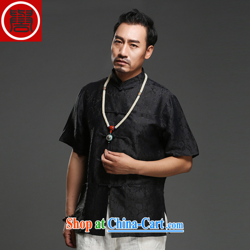 Internationally renowned Chinese clothing ethnic unrest 2015 summer shirt men's 100% sauna silk shirt short-sleeve and collar silk Tang with brown XXXL, internationally renowned (chiyu), shopping on the Internet