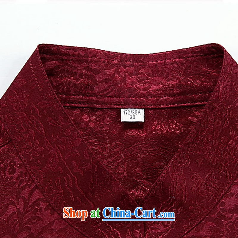 The poppy the Mouse 2015 autumn new Chinese long-sleeved men's middle-aged and older men Chinese T-shirt Red Kit XXXL, the chestnut mouse (JINLISHU), online shopping