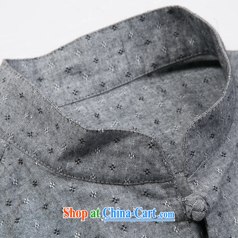Internationally renowned Chinese clothing new summer products with flax stamp men detained for short-sleeved shirt relaxed casual middle-aged short-sleeve T-shirt gray XXXL, internationally renowned (chiyu), online shopping