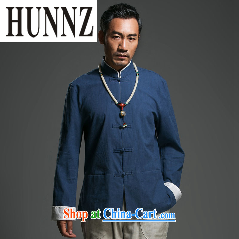 Products HUNNZ New Products Linen simple Tang with long-sleeved loose classical Chinese wind load of the detained national wind jacket blue 190, HUNNZ, shopping on the Internet