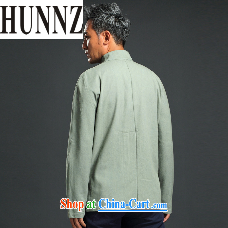 Products HUNNZ China wind antique Chinese long-sleeved Chinese, led the charge-back casual simplicity and national costumes men's ripstop taffeta overlay green 185, HUNNZ, shopping on the Internet