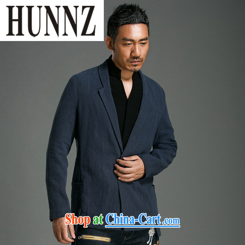 Products HUNNZ natural cotton the Chinese wind beauty classic jacket Chinese improved Chinese men's leisure solid color suits long-sleeved light blue XXXL