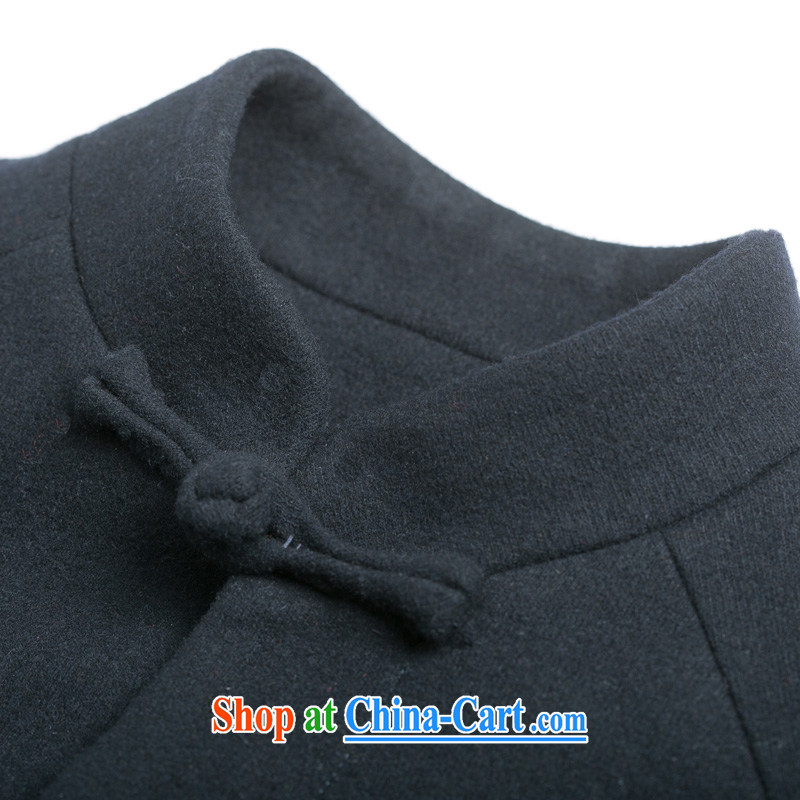 Internationally renowned Chinese clothing fall and winter China wind men's long standing collar windbreaker? The coat jacket Cashmere wool coat? and crisp black 3XL, internationally renowned (chiyu), online shopping