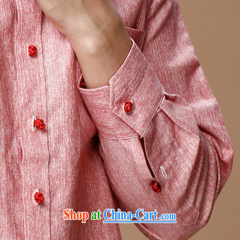 Products HUNNZ new Chinese wind linen men's Chinese Antique Long-Sleeve men's shirts jacket classic cynosure serving rose red 175, HUNNZ, shopping on the Internet